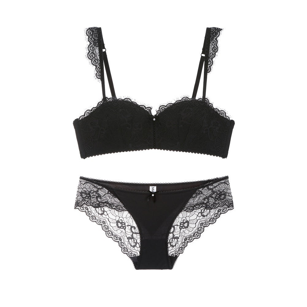 Ensemble soutien-gorge froncé en dentelle sexy