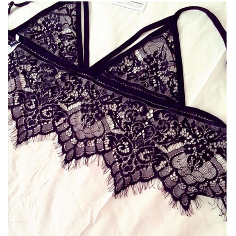 Été Europe et états-unis nouvelle dentelle couture sexy V dos fermeture éclair gilet ensemble de Bikini