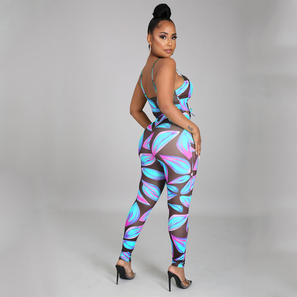 Ladies Digital Printed Sexy Two-Piece Strap Set