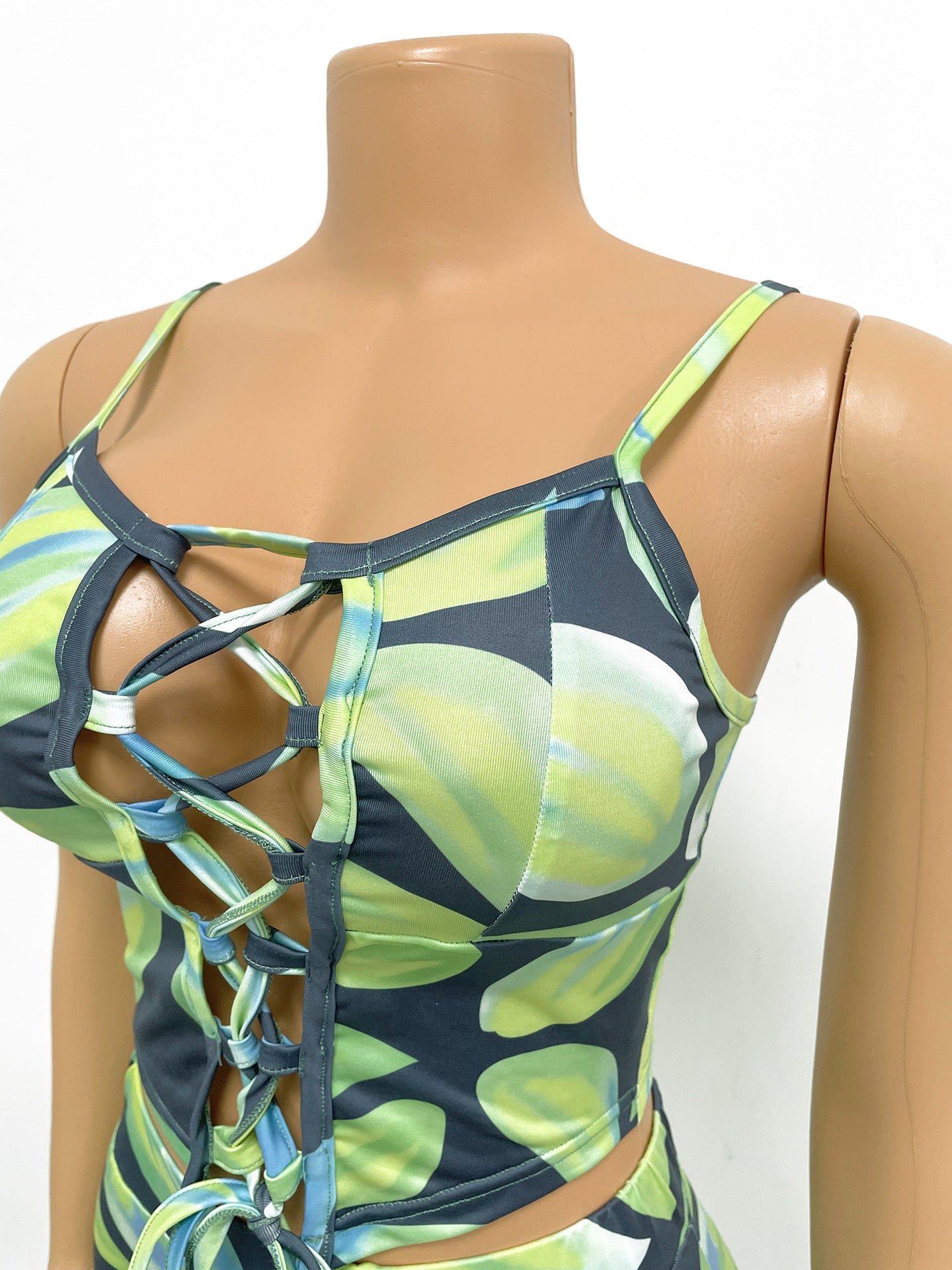 Ladies Digital Printed Sexy Two-Piece Strap Set