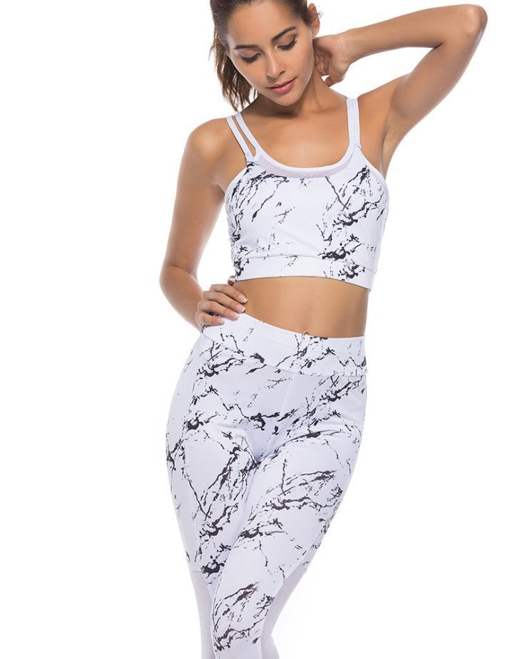 Vêtements de Yoga hauts femme été fitness yoga sport costume 2 pièces ensemble sexy gilet ceinture