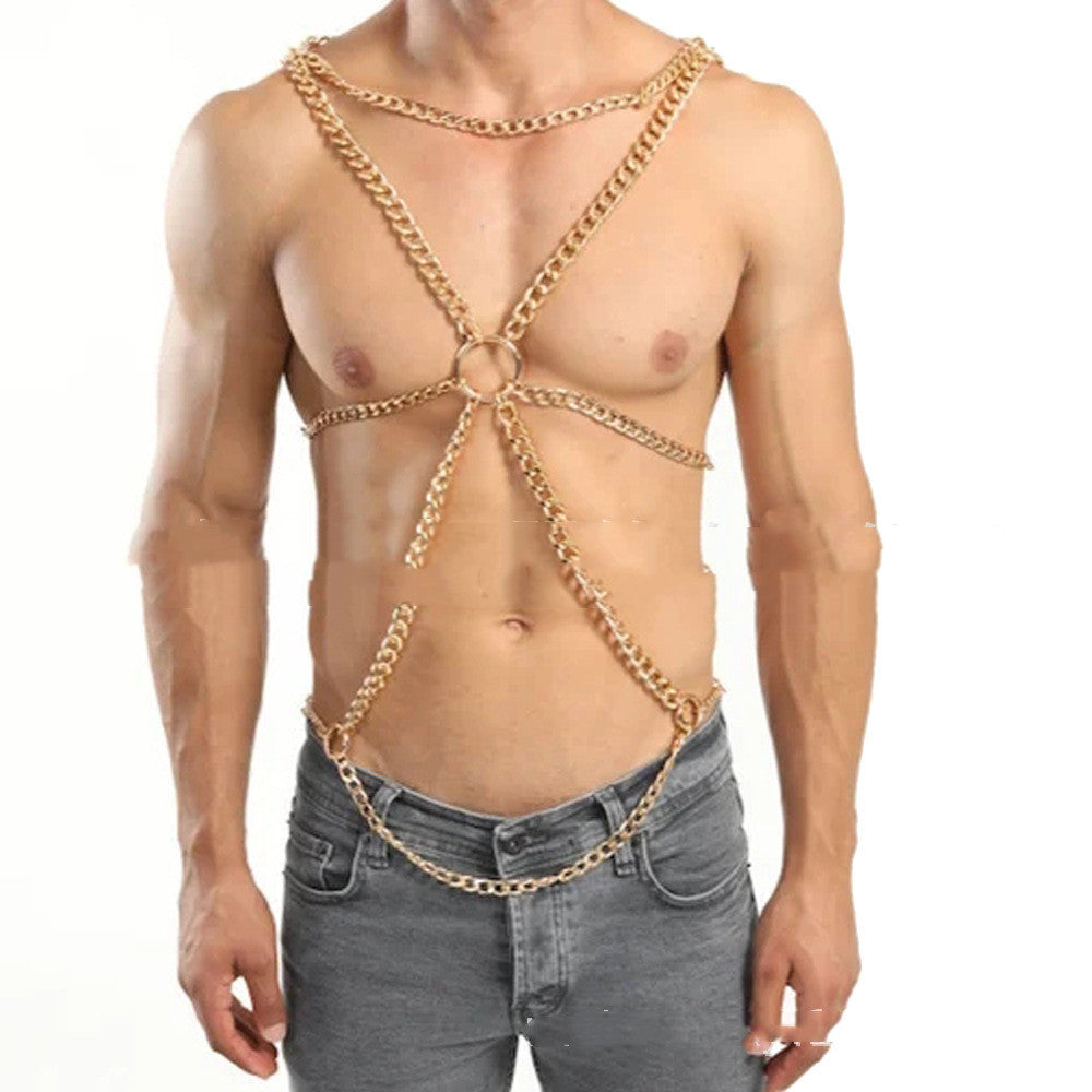 Chest Chain Metal Ring Charm Men