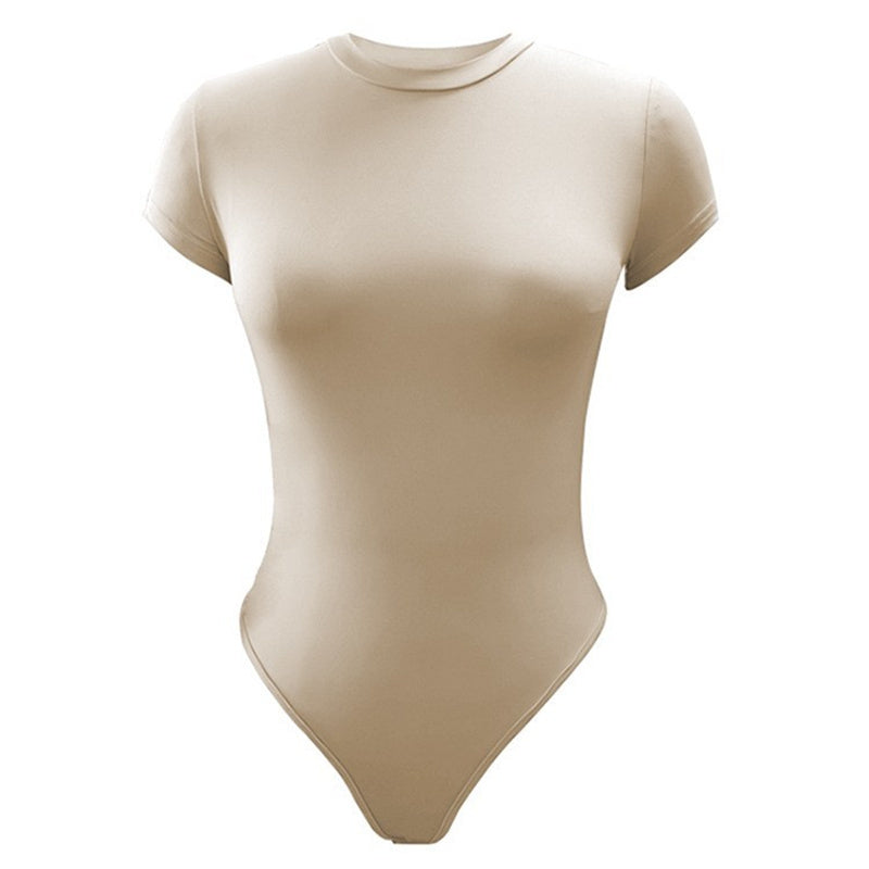 Combinaison moulante Sexy à manches courtes, body d'été de couleur unie, vêtements pour femmes