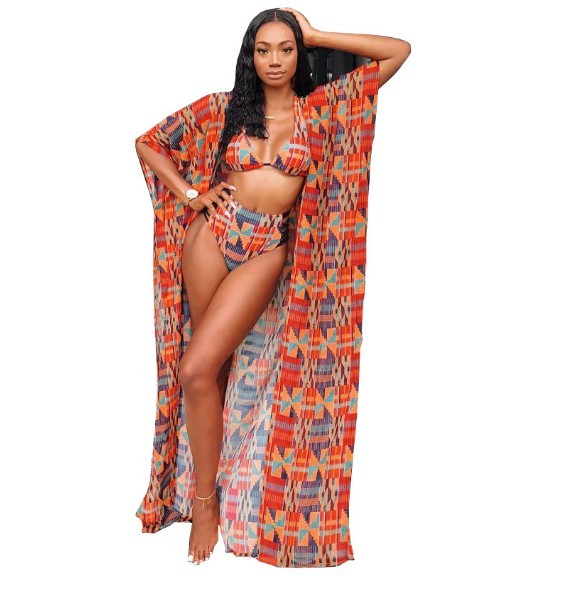 Printed swimsuit sexy digital bikini three piece set