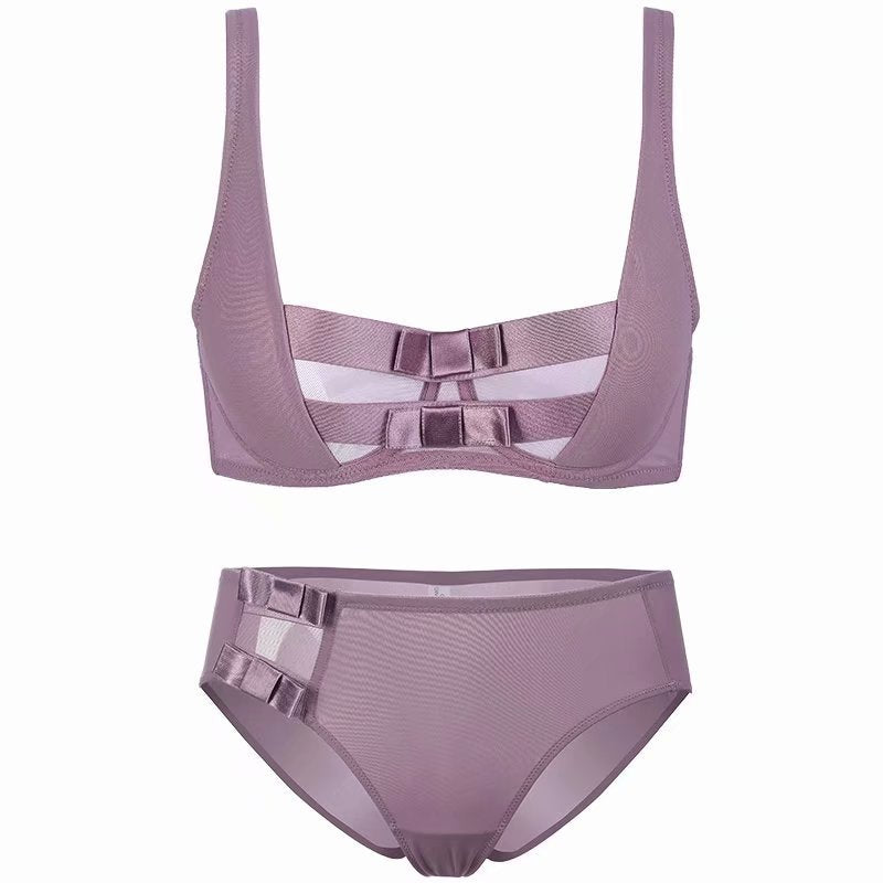 Ensemble de soutien-gorge sexy en coton fin à gros nœud, Europe et amérique