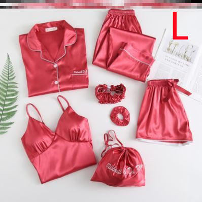 Ensemble sexy sept pièces en soie glacée