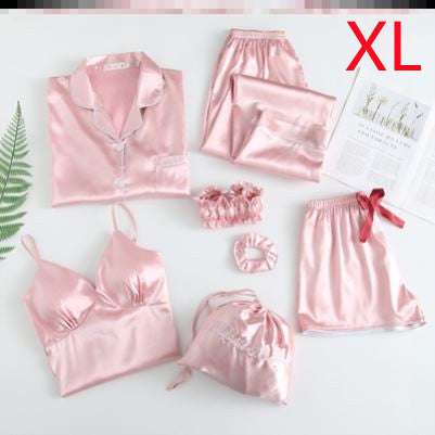 Ensemble sexy sept pièces en soie glacée