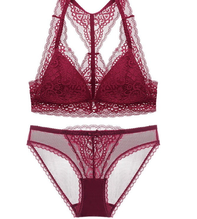 Ensemble de soutien-gorge confortable et respirant sans anneau, sexy en dentelle avec boutons sur le devant