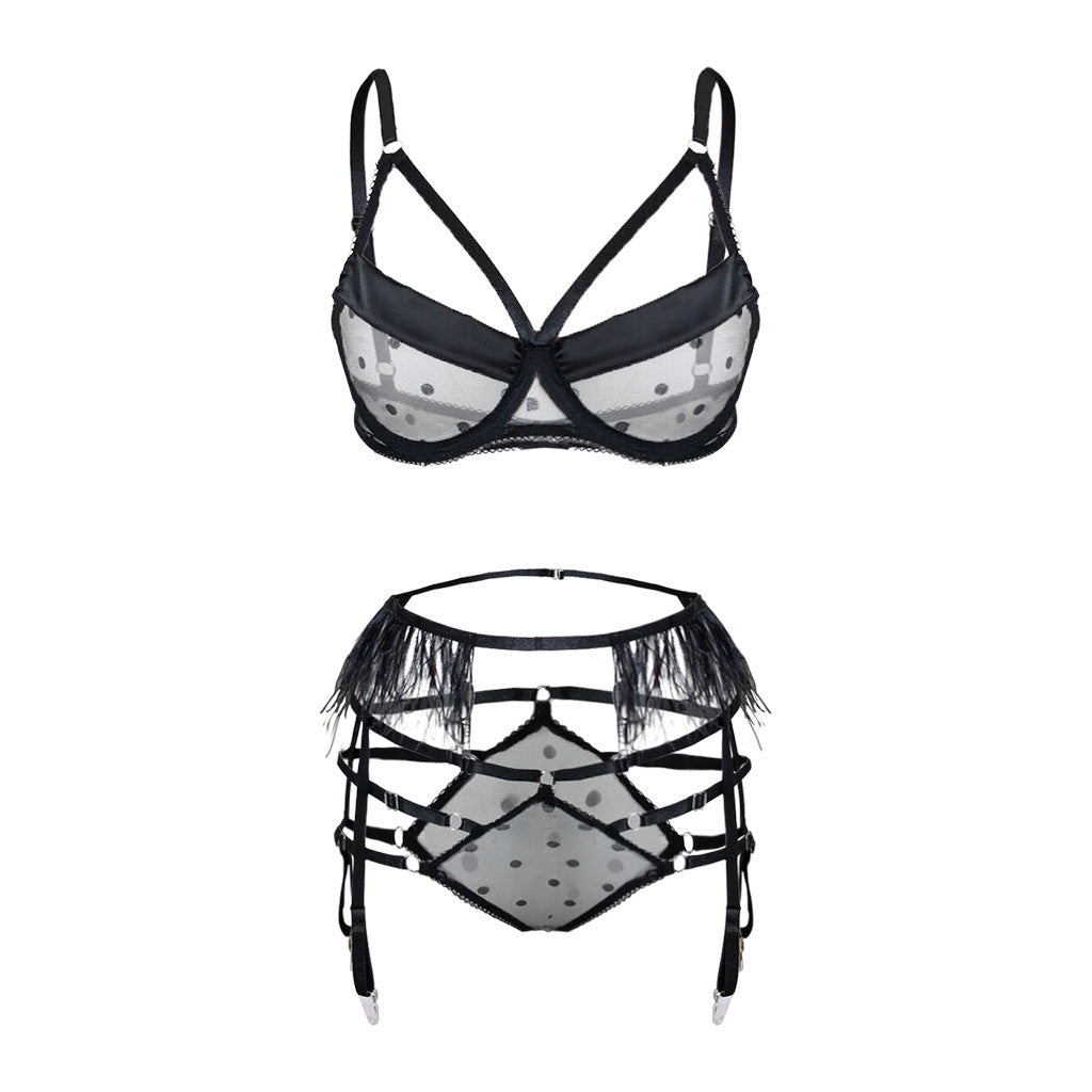 Lingerie sexy en maille à pois
