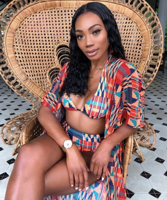 Printed swimsuit sexy digital bikini three piece set