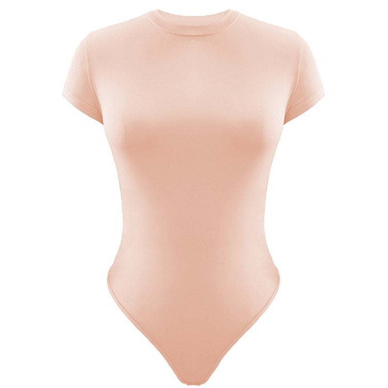Combinaison moulante Sexy à manches courtes, body d'été de couleur unie, vêtements pour femmes