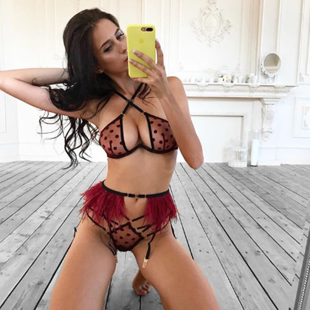 Pyjamas nuisette en dentelle de lingerie sexy et sous-vêtements de pyjamas string