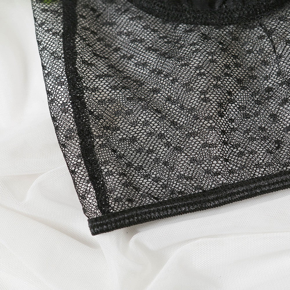 Gilet en dentelle et maille transparente, haut de lingerie sexy tentation