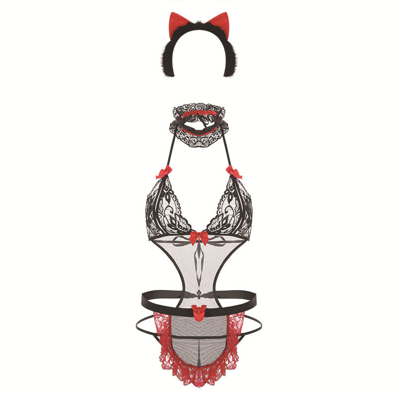 Sexy lingerie one-piece suit 4-piece set