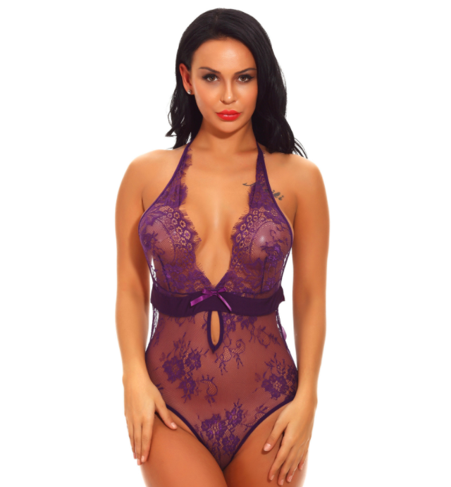 Lingerie sexy avec pyjama une pièce en dentelle