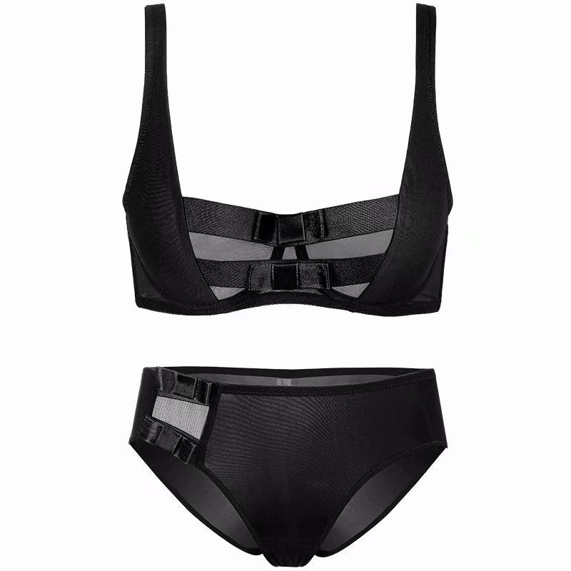 Ensemble de soutien-gorge sexy en coton fin à gros nœud, Europe et amérique