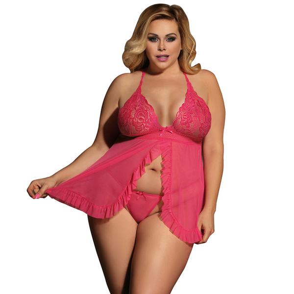 Costume de dentelle en maille transparente licou, lingerie sexy