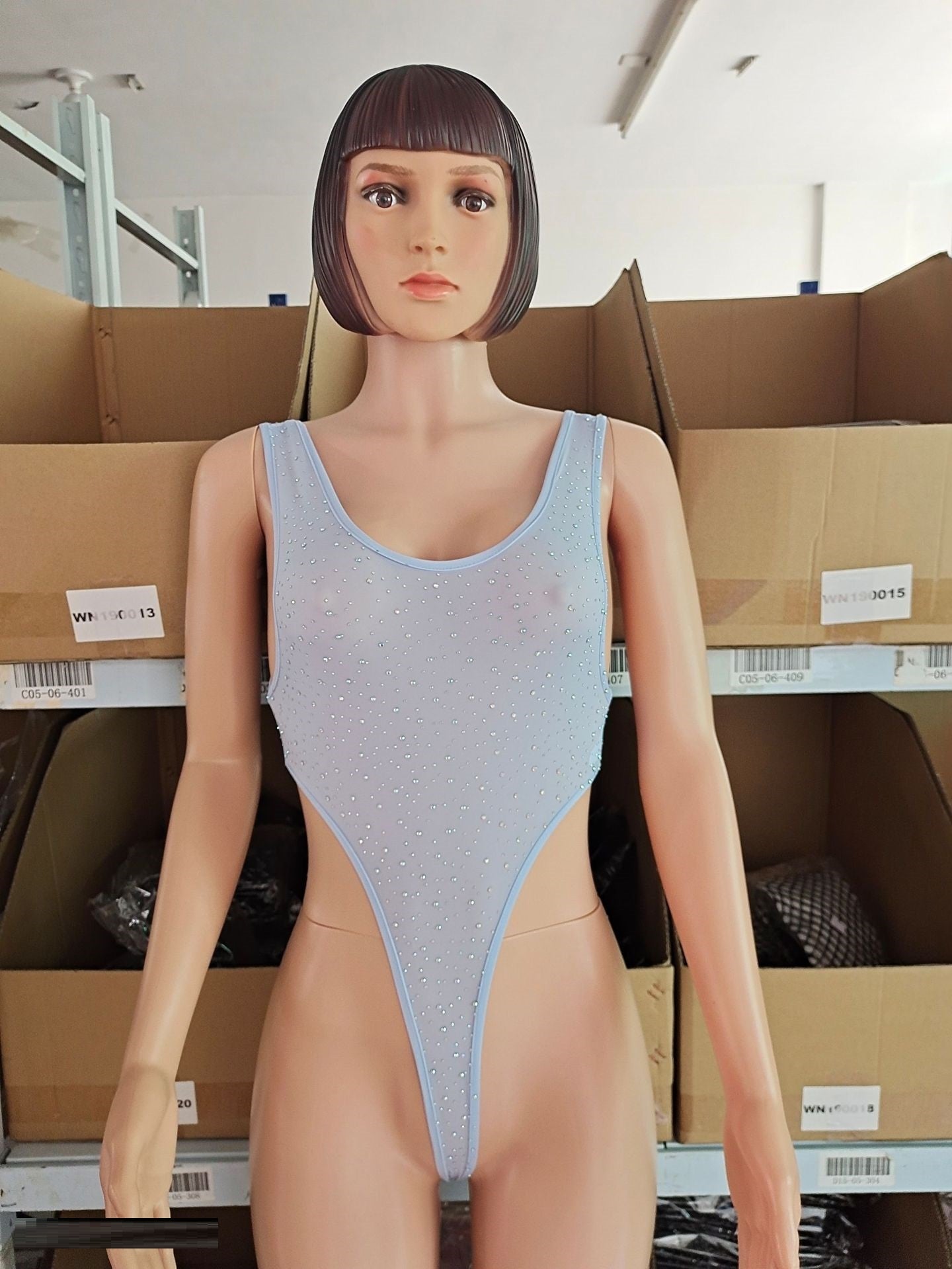 Ropa interior de lencería de taladro caliente de una pieza para mujer de seda de leche