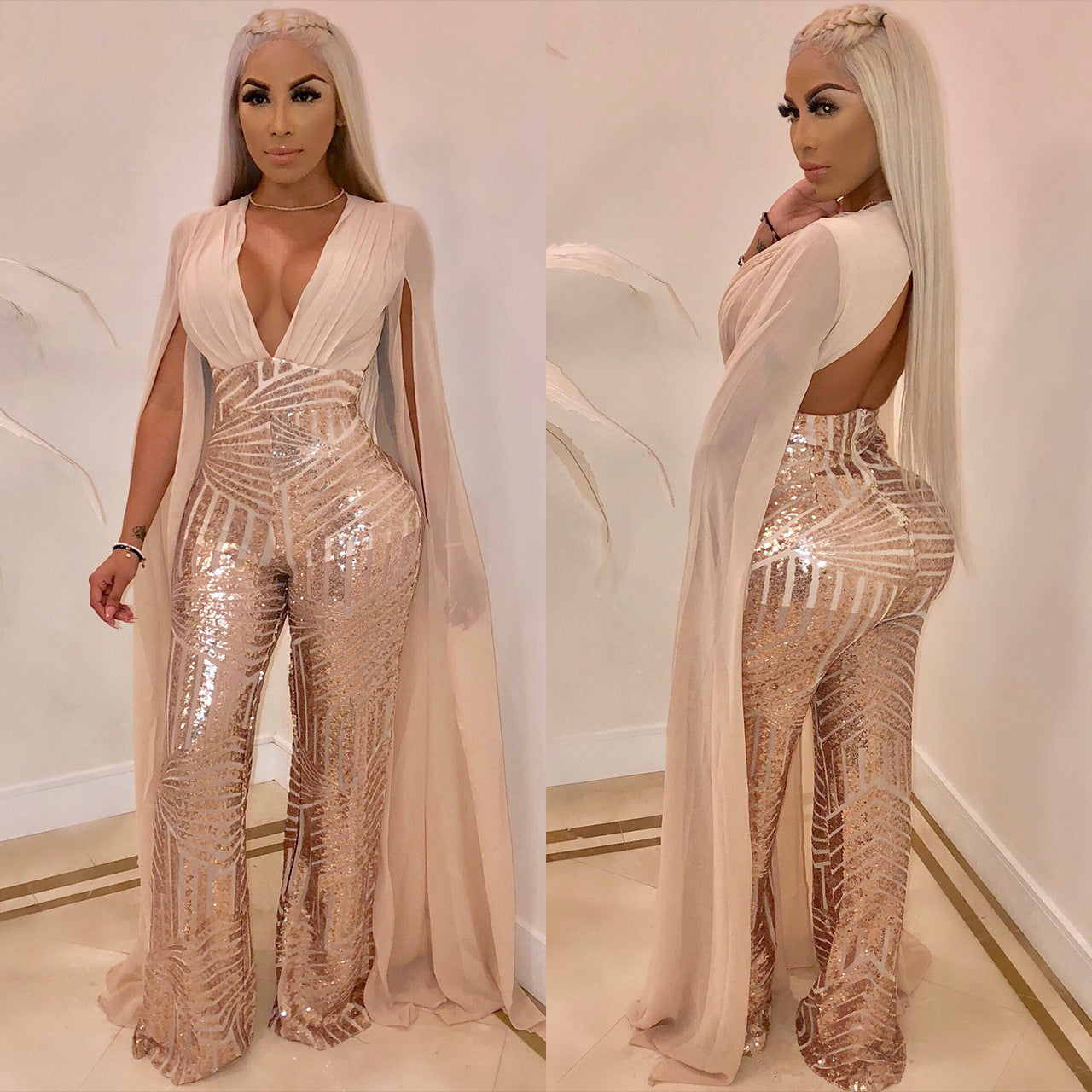 Ensemble de mode robe de soirée sexy à paillettes