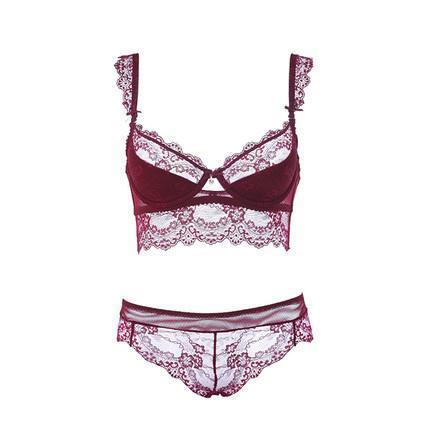 Sexy Mousse femmes ensemble de soutien-gorge Sexy Ultra-mince rouge noir dentelle soutiens-gorge sous-vêtements soutien-gorge push up et sous-vêtements