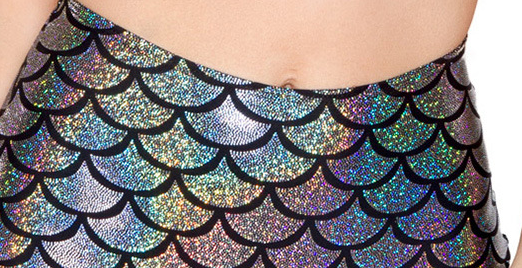 Gold Holographic Mermaid Scale Pattern Hot Pants