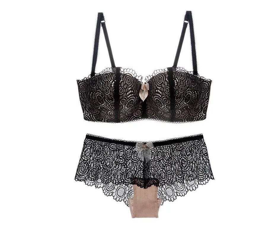 Soutien-gorge Sexy en dentelle sans acier pour femmes, ensemble de sous-vêtements, bandoulière amovible, section fine