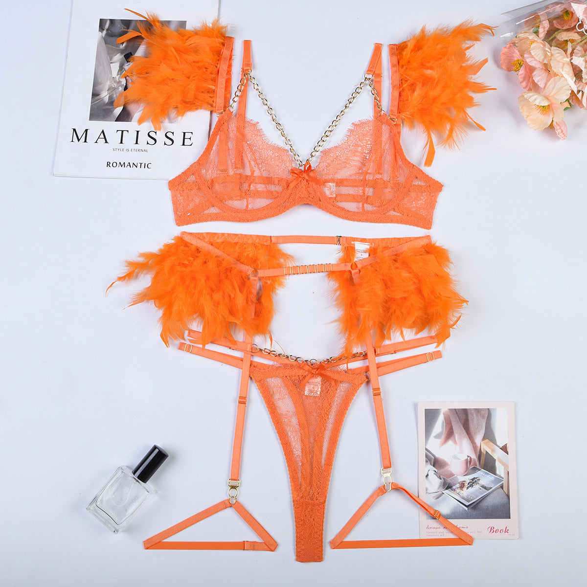 Cadenas de Navidad Encaje Lencería sexy Mujer Ropa interior Sujetador Pa