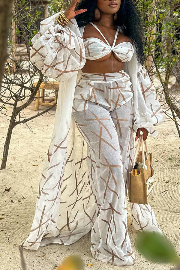 European And American Sexy Beach Style Ladies Three-piece Set