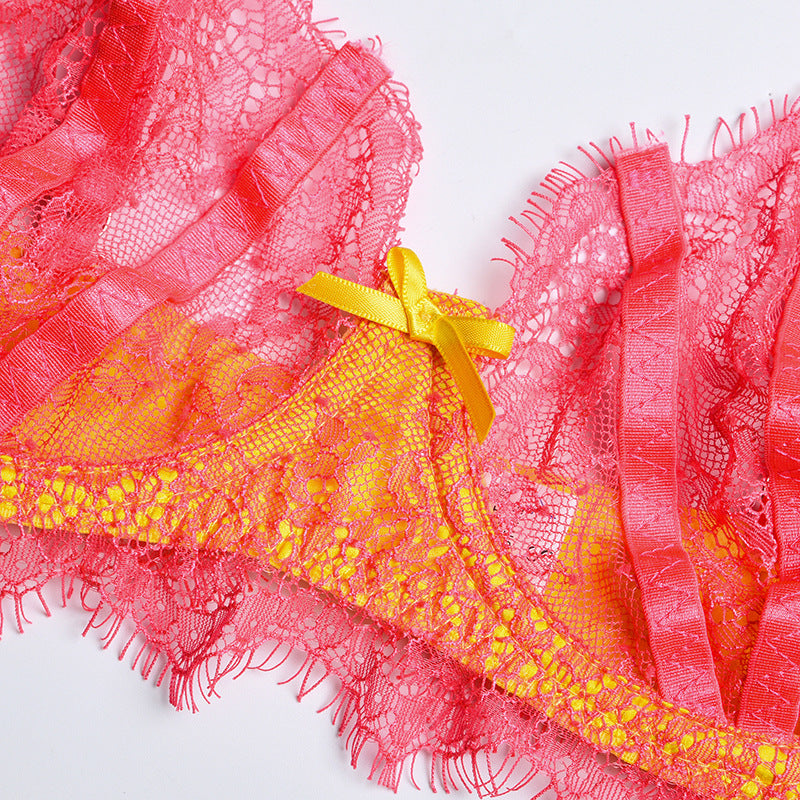 Ensemble de lingerie chaussettes croisées de couleur contrastée avec coutures en perspective en maille