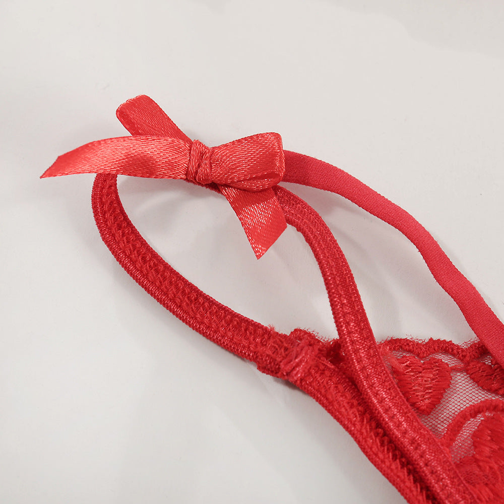 Costume fendu de lingerie sexy avec nœud papillon transparent