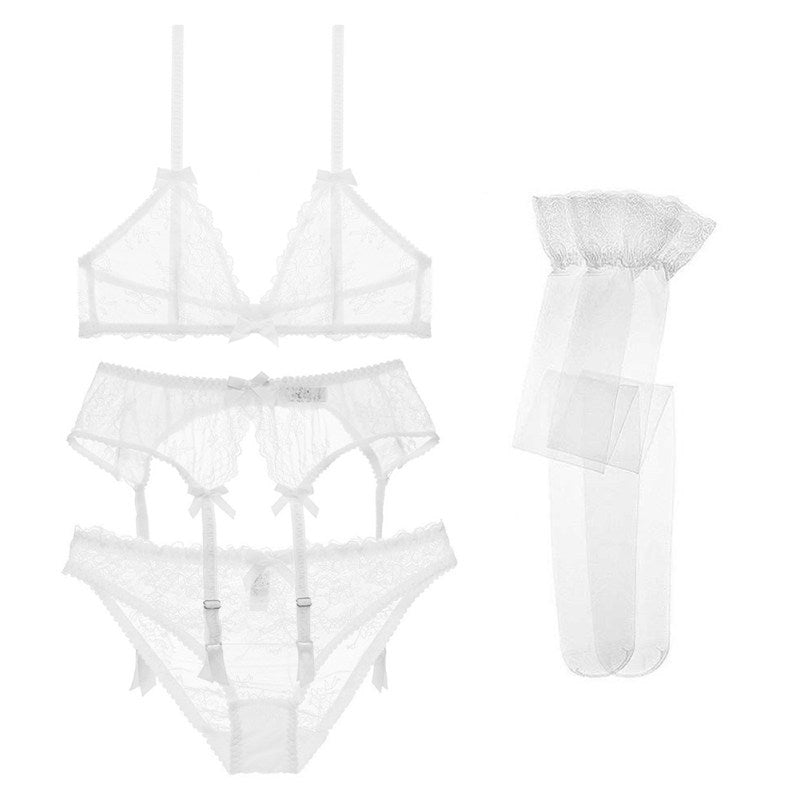 Conjunto de lencería con copa triangular francesa para mujer