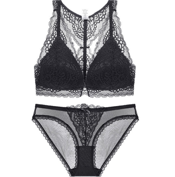 Ensemble de soutien-gorge confortable et respirant sans anneau, sexy en dentelle avec boutons sur le devant