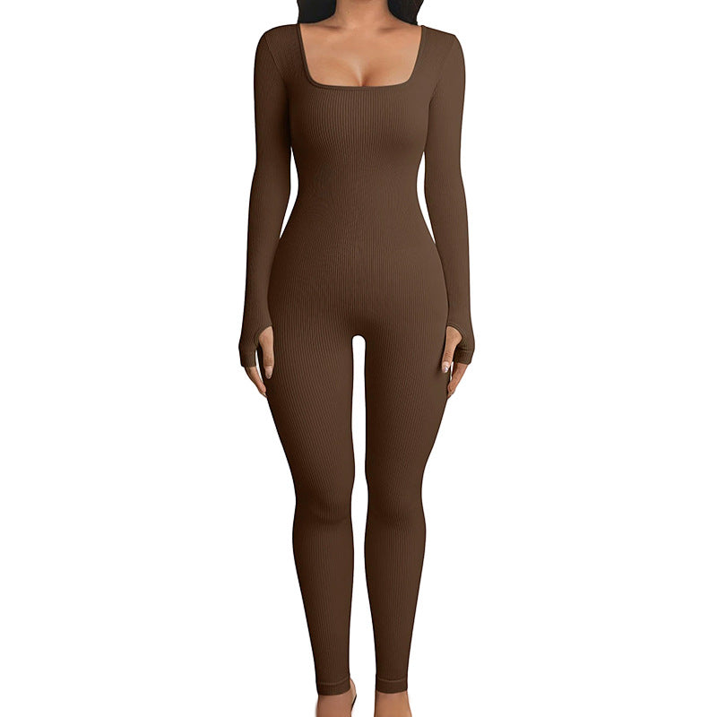 Combinaison sans couture à manches longues Shapewear hanche ascenseur Yoga combinaison sport combinaison body