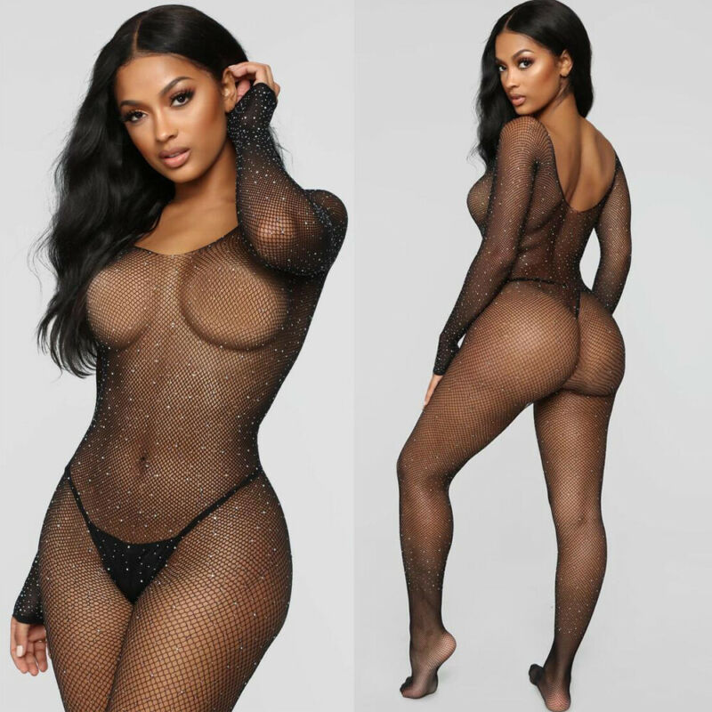 Mode Sexy dames Lingerie body paillettes maille collants