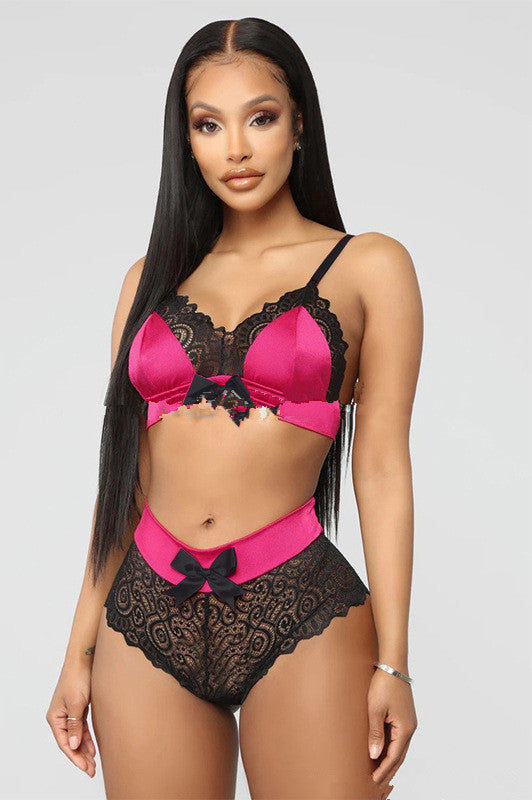 Nuevo estilo de lencería sexy Sujetador de encaje con tirantes sexy de dos piezas