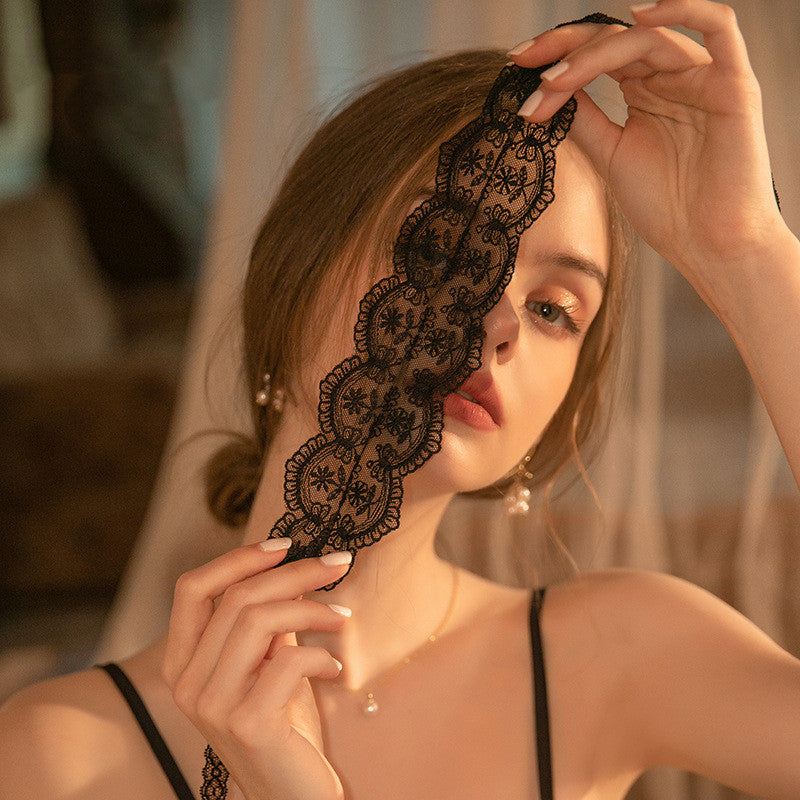 Lingerie Lace Perspective Embroidered Hollow Eye Mask Adjustable