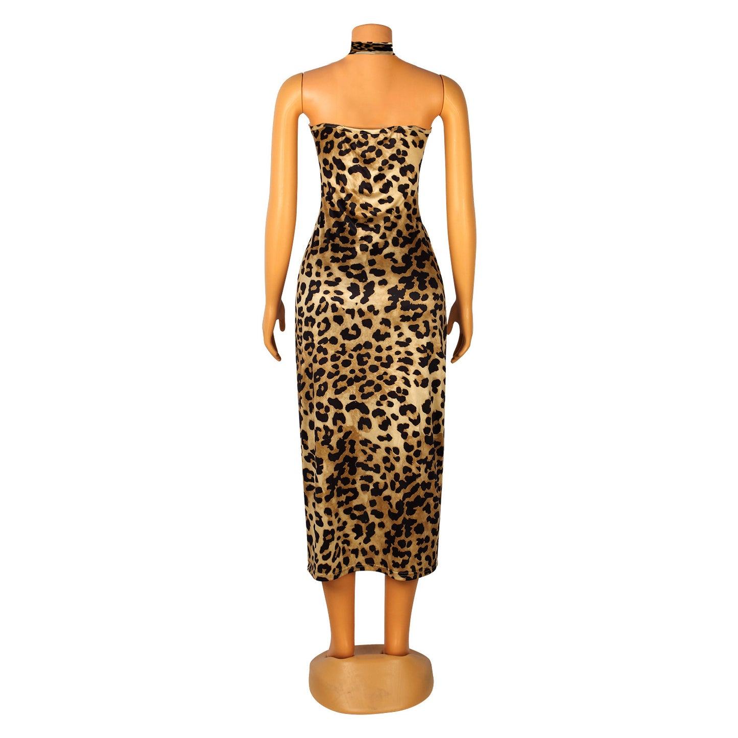 Sexy Leopard Pants Set with Halter Long Shawl