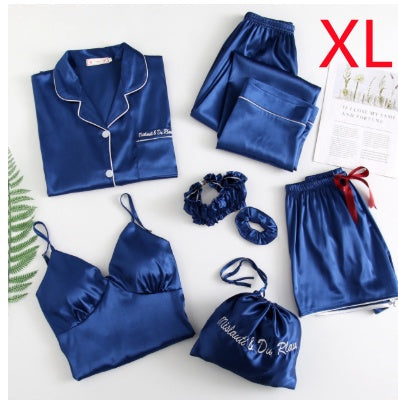 Ensemble sexy sept pièces en soie glacée