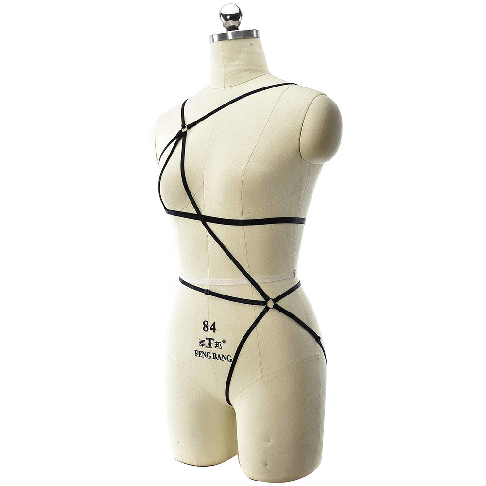 Women's Harness Uniform Bandage Bra Underwear Panties Hollow Out