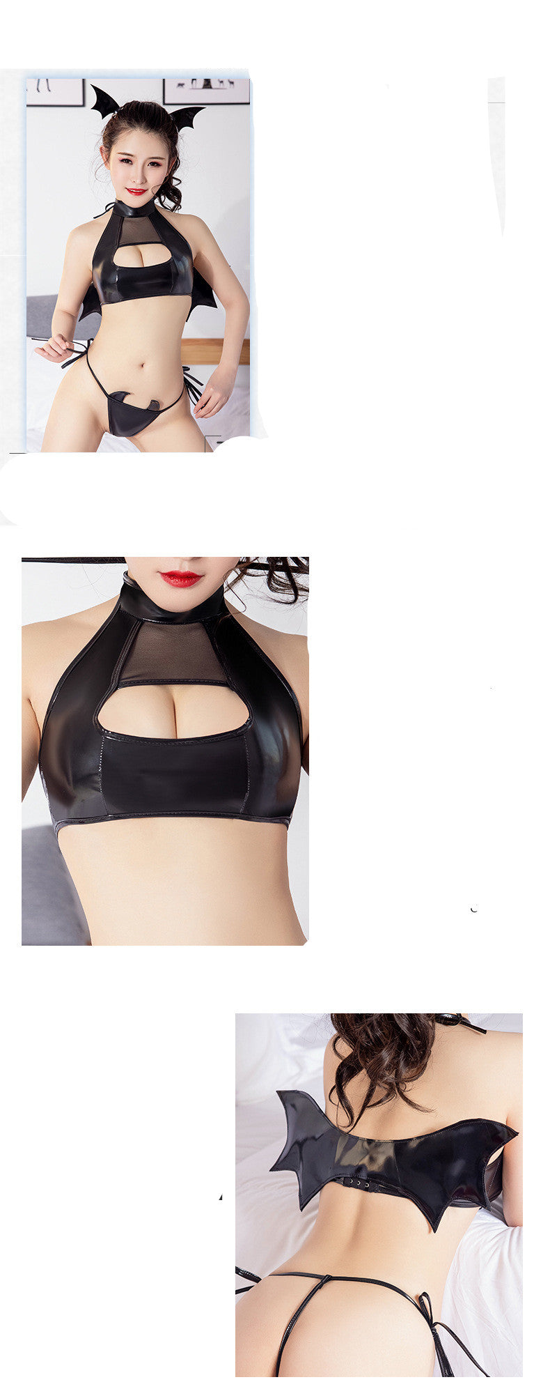 Patent Leather Body-tight Three-point Three-piece Lingerie
