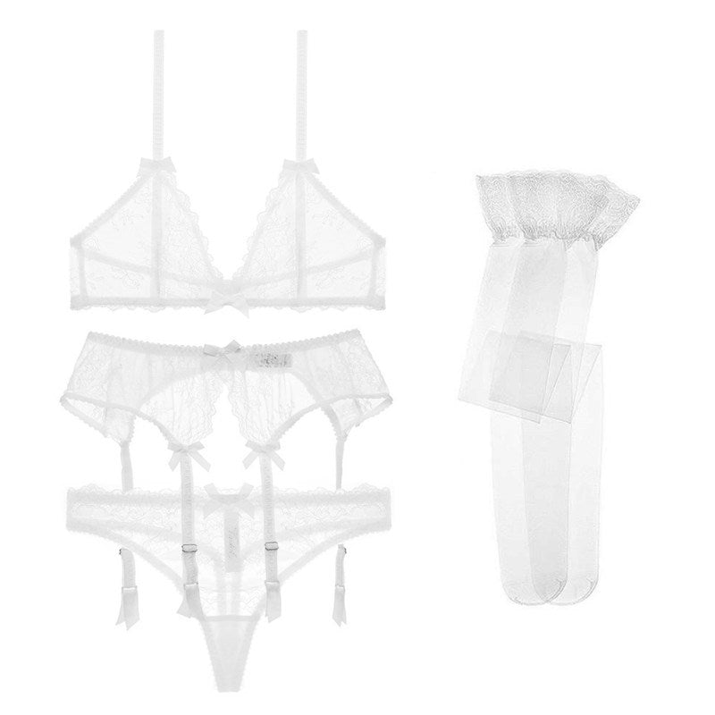 Conjunto de lencería con copa triangular francesa para mujer