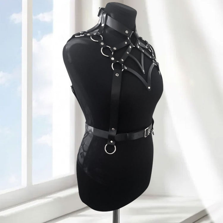 Women's Artificial Leather Body Belly Band Shoulder Wearing Ring Horse Harness For Dancing Toys With
