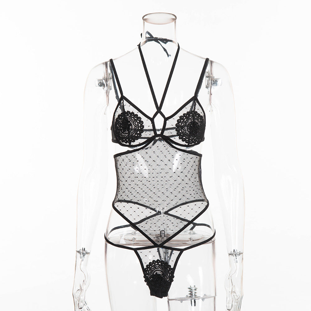 Body en dentelle à coutures nouées