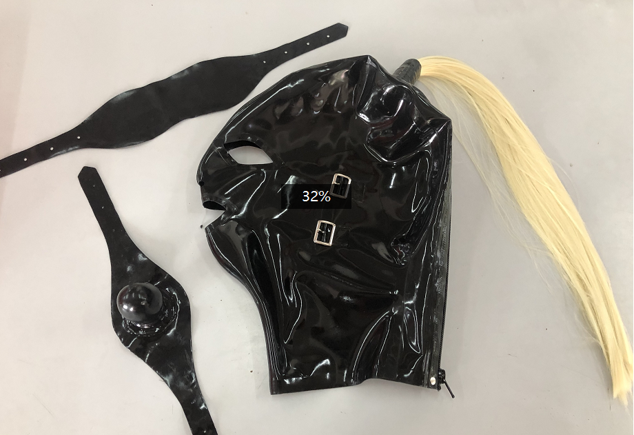 Natural Latex Headgear With Braids And Holes