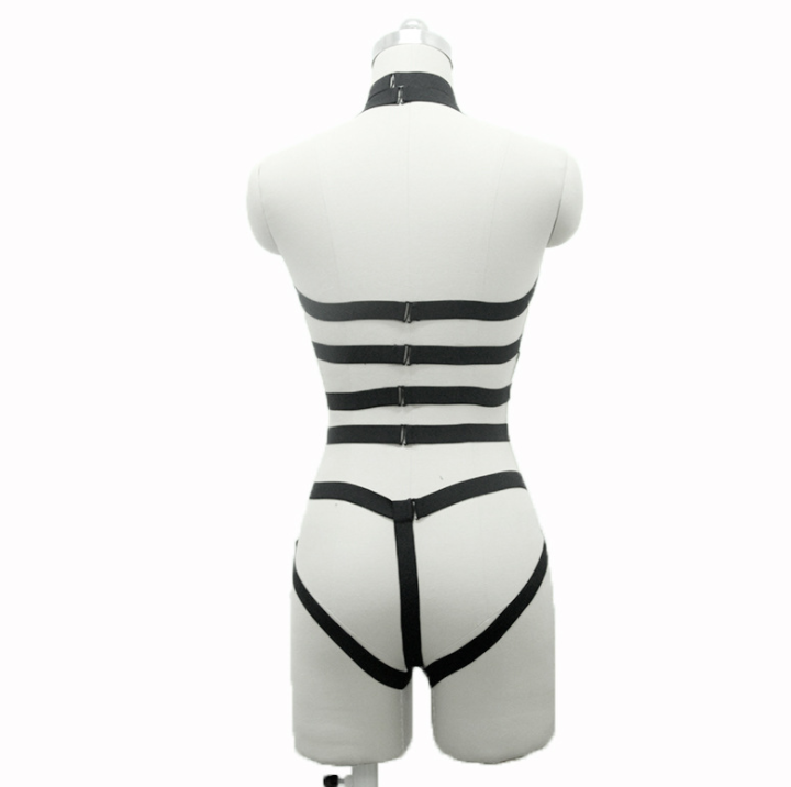 New pastel goth Women bust garterbelt sexy lingerie set gothic bust garterbelt suit neck collar retail