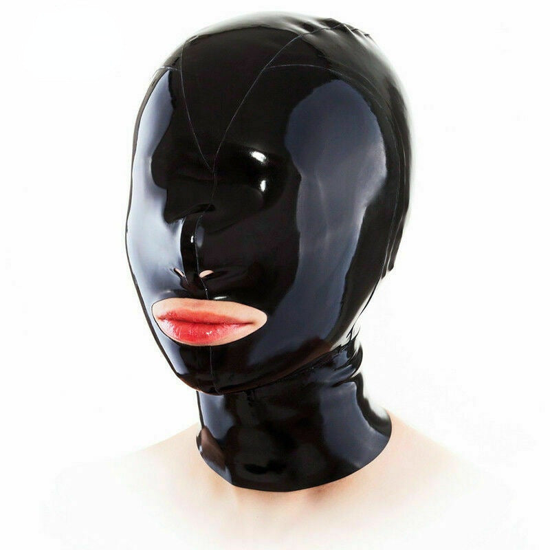 Latex Headgear Mask With Zipper Cosplay