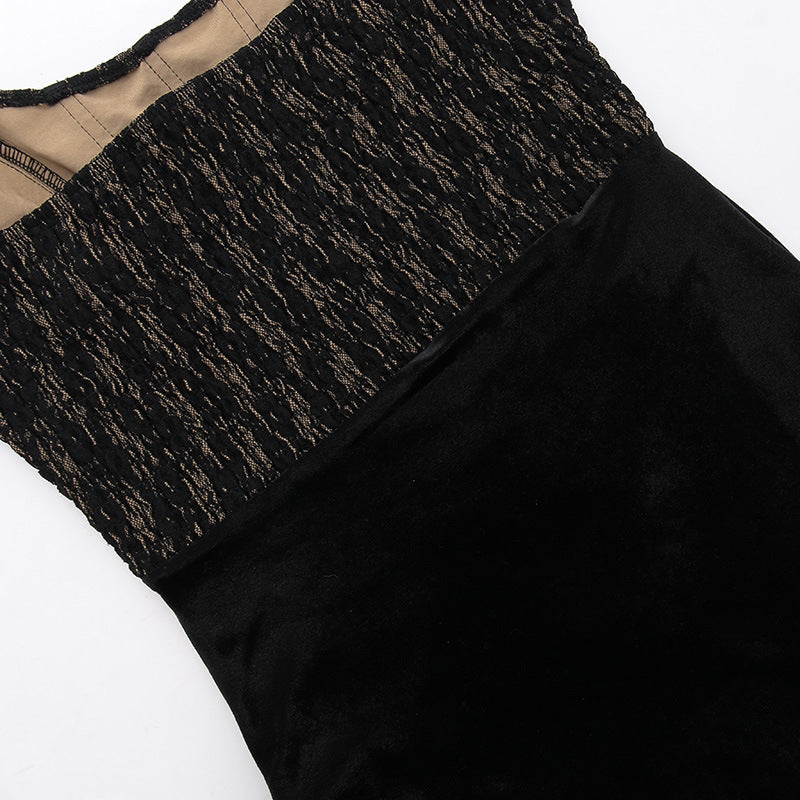 Sexy Lace Velvet Patchwork Dress For Women