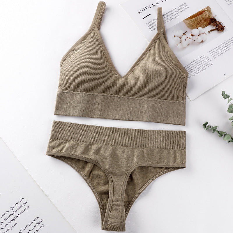 Conjunto de sujetador y braguitas para mujer, conjunto de Sujetador deportivo con realce, Tanga Sexy sin costuras, sujetador para actividad, Tanga, lencería, Top corto de Fitness, ropa interior
