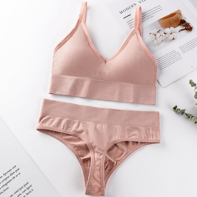 Conjunto de sujetador y braguitas para mujer, conjunto de Sujetador deportivo con realce, Tanga Sexy sin costuras, sujetador para actividad, Tanga, lencería, Top corto de Fitness, ropa interior