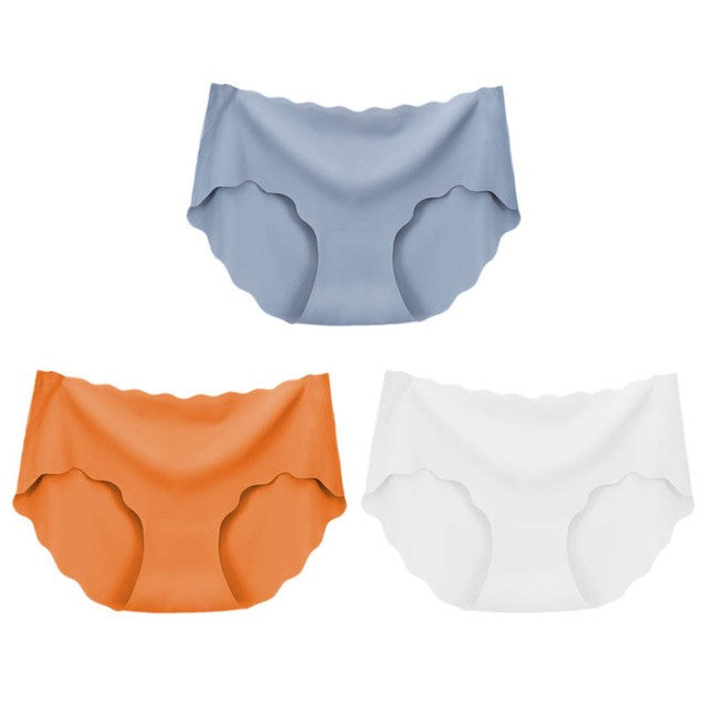 3 piezas de ropa interior sin costuras de seda para mujer, bragas, lencería Sexy